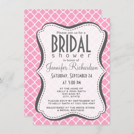 Carnation Pink Quarto Einladung (Vorne/Hinten)