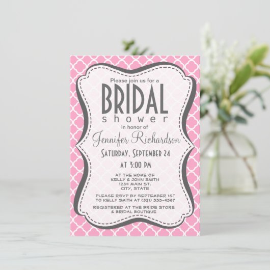 Carnation Pink Quarto Einladung (Stehend Vorderseite)