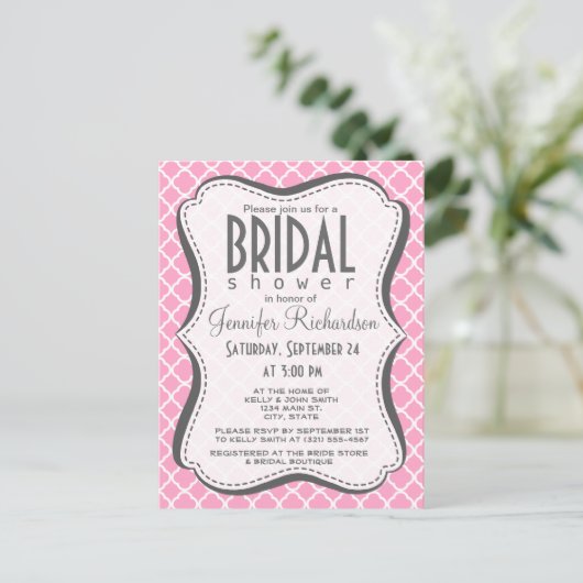 Carnation Pink Quarto Einladungspostkarte (Stehend Vorderseite)