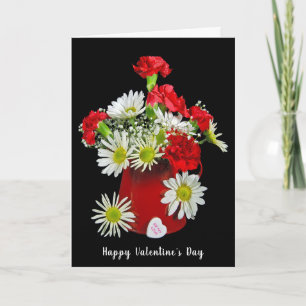 Carnation und Daisy Valentine's Bouquet Feiertagskarte
