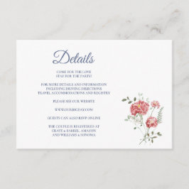 Carnations and Blue Enclosure Card Details Begleitkarte