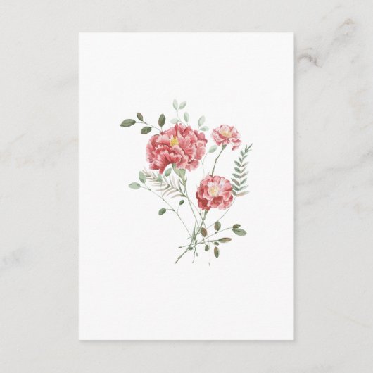 Carnations and Blue Enclosure Card Details Begleitkarte (Rückseite)