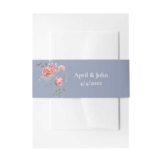 Carnations and Blue Wedding Invitation Belly Band (Vorderseite Beispiel)