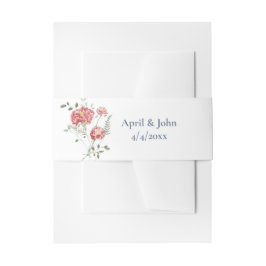 Carnations and Blue Wedding Invitation Belly Band