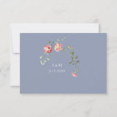 Carnations and Blue Wedding RSVP card (Rückseite)