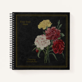 Carnations Black Notebook Notizblock