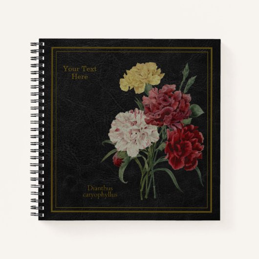 Carnations Black Notebook Notizblock (Vorderseite)