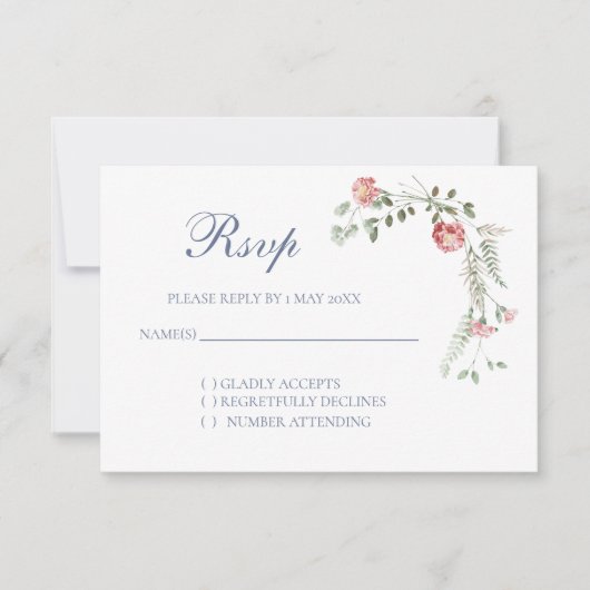 Carnations Wedding RSVP card Karte (Vorderseite)