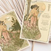 Carnegie Art Nouveau Floral Goddess Menu Card Einladung