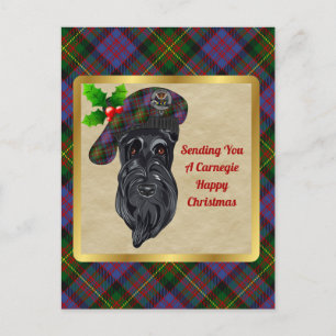 Carnegie Clan Abzeichen & Tartan Weihnachten Postkarte