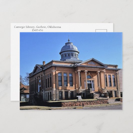 Carnegie Library, Guthrie, Oklahoma Postkarte (Vorne/Hinten)