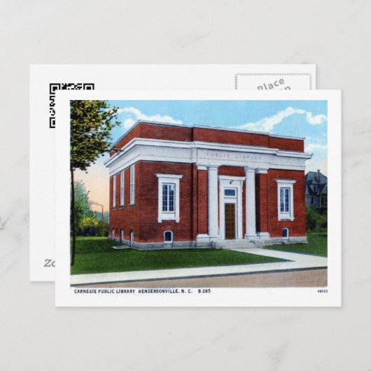 Carnegie Library, Hendersonville NC Vintag Postkarte (Vorne/Hinten)