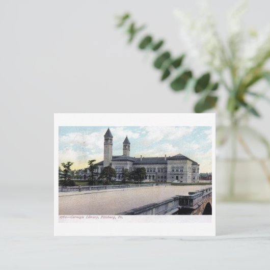 Carnegie Library, Pittsburgh, Pennsylvania Vintag Postkarte (Stehend Vorderseite)