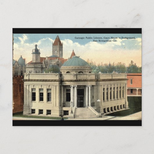 Carnegie Library San Bernardino CA Vintag c1915 Postkarte (Vorderseite)
