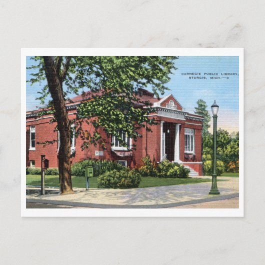 Carnegie Library, Sturgis, Michigan Vintag Postkarte (Vorderseite)