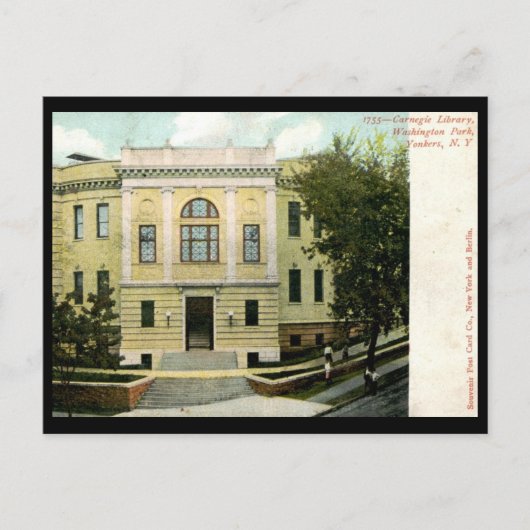 Carnegie Library, Yonkers, NY 1906 Vintag Postkarte (Vorderseite)