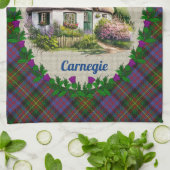 Carnegie Thatched Hütte & Tartan Personalisiert Geschirrtuch (Gefaltet)