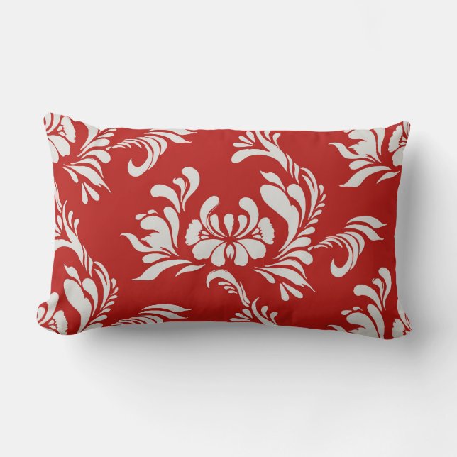 Carnelian Red Damask Accent Pillow Lendenkissen (Vorderseite)