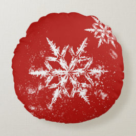 Carnelian Red Snowflake Runde Winterkissen Rundes Kissen