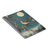 Carnet Moonlit Bird on Blossom Branch Notebook Notizblock (Rechte Seite)