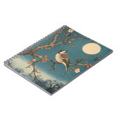 Carnet Moonlit Bird on Blossom Branch Notebook Notizblock (Linke Seite)