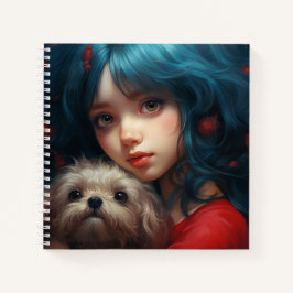 Carnet-Tochter und ihr Hund Notizblock