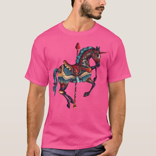Carnival Carousel Horse Carousel Unicorn Small Blu T-Shirt (Vorderseite)