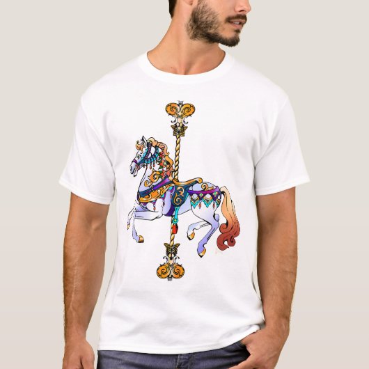 Carnival Carousel Pferdedesign T-Shirt (Vorderseite)
