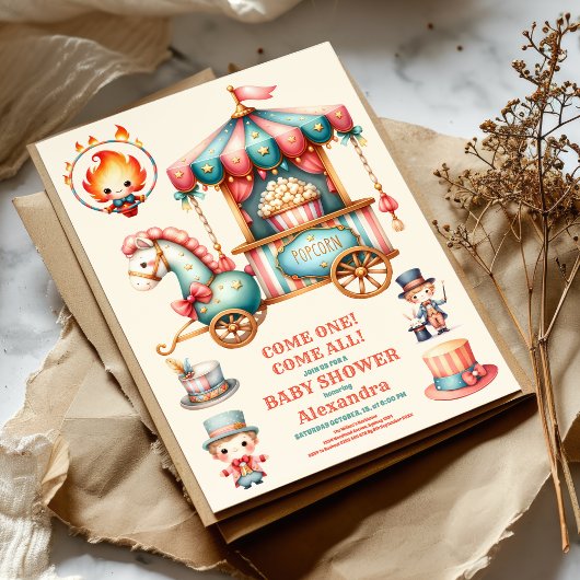 Carnival Circus Baby Dusche Einladung