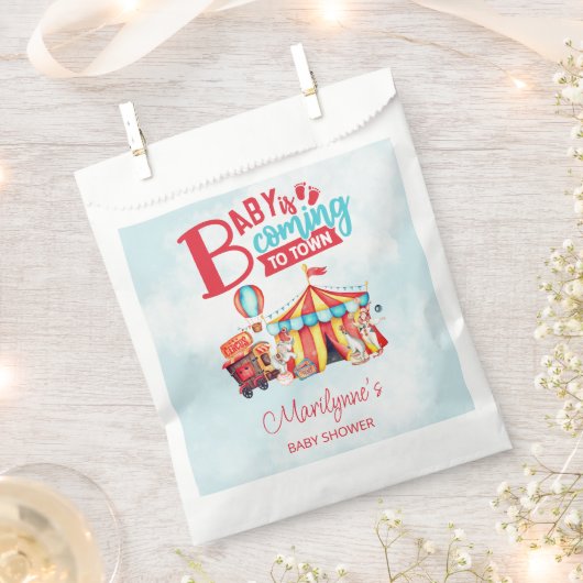 Carnival Circus Blue Baby Dusche Geschenktütchen (Ausgeschnitten)