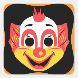 Carnival Clown Chaos Quadratischer Aufkleber