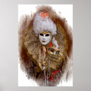 Carnival Costume Portrait, Venice Poster