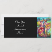 CARNIVAL DANCE , lebendiger, rosa, blau-gelber blü Einladung (Rückseite)