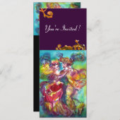 CARNIVAL DANCE , lebendiger, rosa, blau-gelber blü Einladung (Vorne/Hinten)