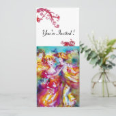 CARNIVAL DANCE Lebhafter, blauer blühte Einladung (Stehend Vorderseite)