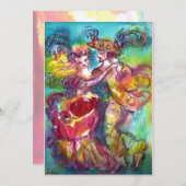 CARNIVAL DANCE, Mardi Gras Party, lebhaft rosa bla Einladung (Vorne/Hinten)