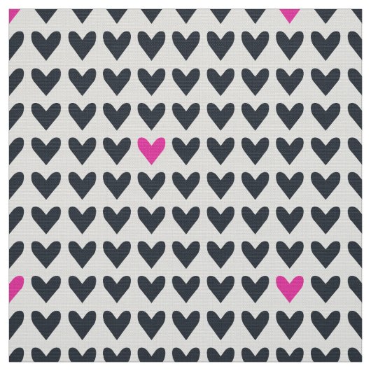 CARNIVAL - Dunkelgraue und heiß rosa Herzklopfen Stoff (Muster)