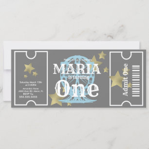 Carnival Ferris Wheel Geburtstag Ticket Party Grau Einladung