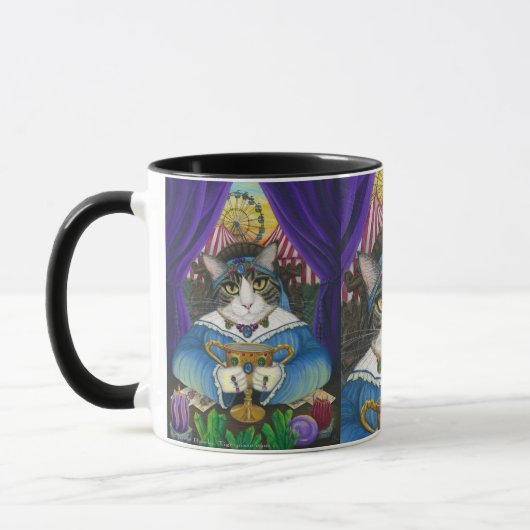 Carnival Fortune Teller Cat Tarot Card Art Mug Tasse (Links)