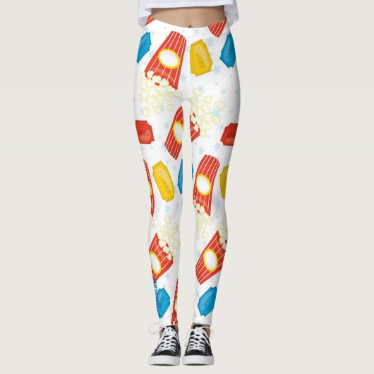 Carnival Fun: Popcorn & Ticket Print Leggings (Vorderseite)