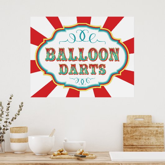 Carnival Game Sign Balloon Darts Poster (Küche)