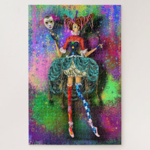 Carnival Girl Clown Joker Jester Puzzle Malerei