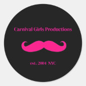 Carnival Girls Productions Mustache Runder Aufkleber (Vorderseite)
