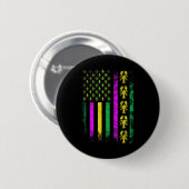 Carnival Mardi Gras Usa American Flag Crawfish Par Button (Vorne & Hinten)