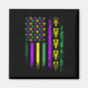 Carnival Mardi Gras Usa American Flag Crawfish Par Magnet