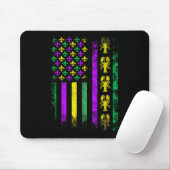 Carnival Mardi Gras Usa American Flag Crawfish Par Mousepad (Mit Mouse)