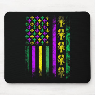 Carnival Mardi Gras Usa American Flag Crawfish Par Mousepad