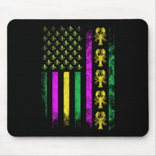 Carnival Mardi Gras Usa American Flag Crawfish Par Mousepad