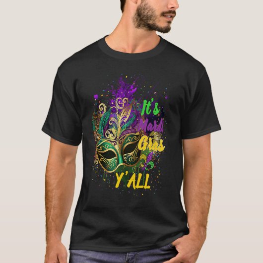 Carnival Masquerade Mask Mardi Gras Yall Cool T-Shirt (Vorderseite)