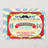 Carnival Mustache Kinderdusche Einladung (Vorne/Hinten)